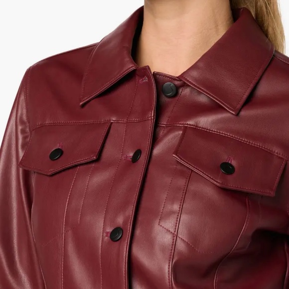 Joe’s Cropped Burgundy Women's Faux Leather Jacket - Picture 2 of 9